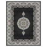 فرش ماشینی مه ترنج طرح هالیدی زمینه ذغالی