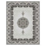 فرش ماشینی مه ترنج طرح کویر زمینه نقره ای