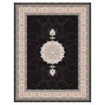 فرش ماشینی مه ترنج طرح کویر زمینه ذغالی