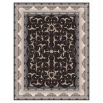 فرش ماشینی مه ترنج طرح لوتوس زمینه ذغالی