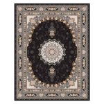 فرش ماشینی مه ترنج طرح نجلا زمینه ذغالی