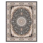 فرش ماشینی مه ترنج طرح نجلا زمینه فیلی