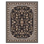 فرش ماشینی مه ترنج طرح نیلی زمینه ذغالی