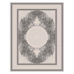 فرش ماشینی مه ترنج طرح رونا زمینه نقره ای