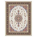 فرش ماشینی مه ترنج طرح گوهران زمینه کرم 1000 شانه