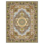 فرش ماشینی مه ترنج طرح حوض نقره زمینه فیلی 1000 شانه