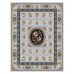 فرش ماشینی مه ترنج طرح خسرو شیرین زمینه کرم 1000 شانه