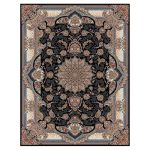 فرش ماشینی مه ترنج طرح مه ترنج زمینه سرمه ای 1000 شانه