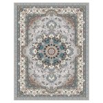 فرش ماشینی مه ترنج طرح نقش جهان زمینه فیلی 1000 شانه