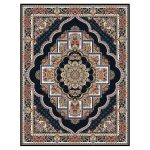 فرش ماشینی مه ترنج طرح ناردون زمینه سرمه ای 1000 شانه