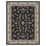 فرش ماشینی مه ترنج طرح سلما زمینه سرمه ای 1000 شانه