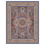 فرش ماشینی مه ترنج طرح شمس زمینه آبی 1000 شانه