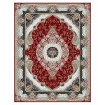 فرش ماشینی مه ترنج طرح سوگند زمینه لاکی 1000 شانه