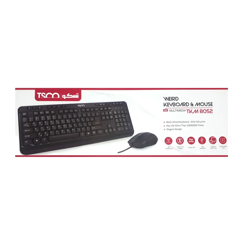 کیبورد و ماوس با سیم تسکو مدل Tsco TKM 8052