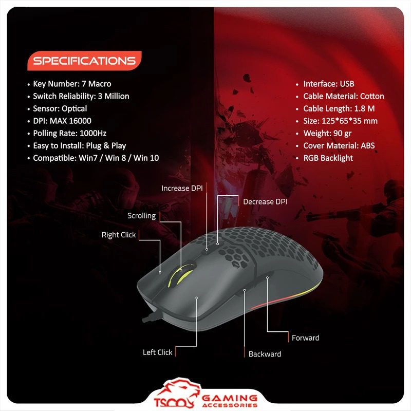 ماوس مخصوص بازی تسکو مدل Tsco GM 790