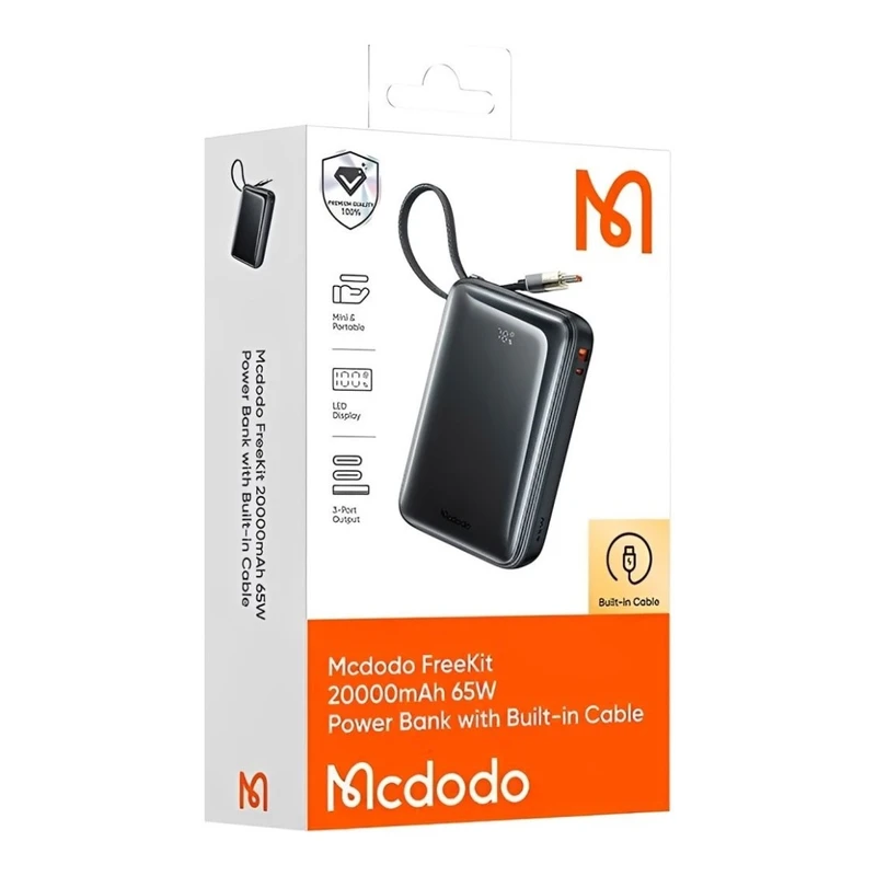 پاوربانک مک دودو مدل MC 6370 65W ظرفیت 20000 میلی آمپر ساعت