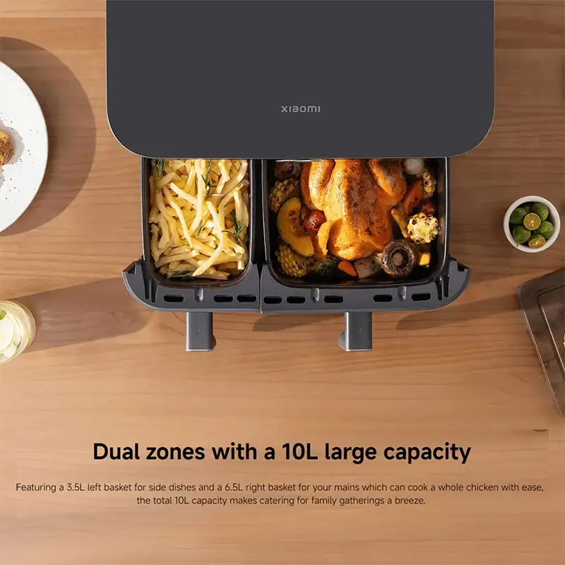 هوا پز بدون روغن چند منظوره شیائومی مدل Xiaomi Dual Zone Air Fryer 10L MAF-D1001 (جعبه باز)