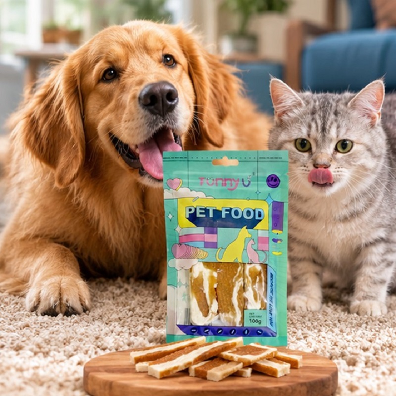 تشویقی گوشت نرم سگ و گربه با طعم بوقلمون فانی پت 100 گرم Funny Pet Snack
