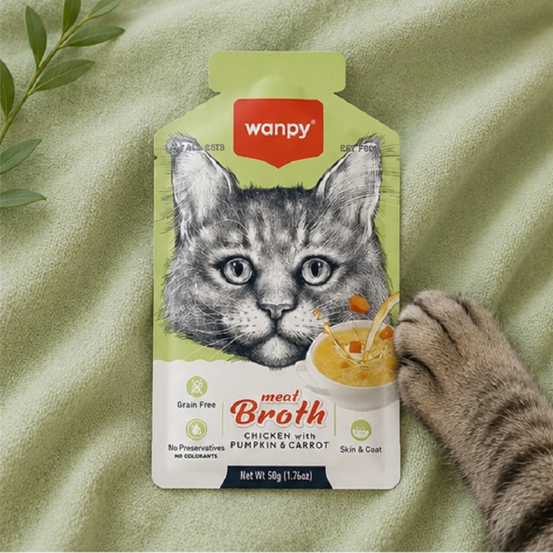 سوپ گربه با طعم مرغ به همراه هویج و کدو حلوایی ونپی 50 گرم Wanpy Soup