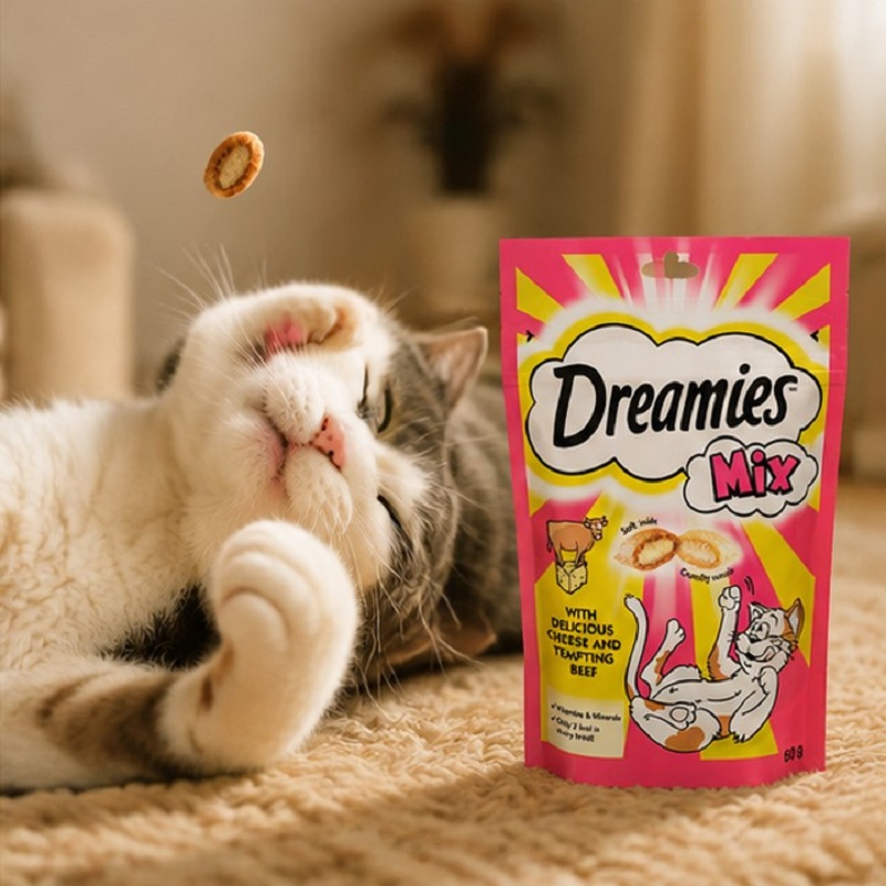 تشویقی دریمیز گربه با طعم گوشت و پنیر 60 گرم Dreamies Snack