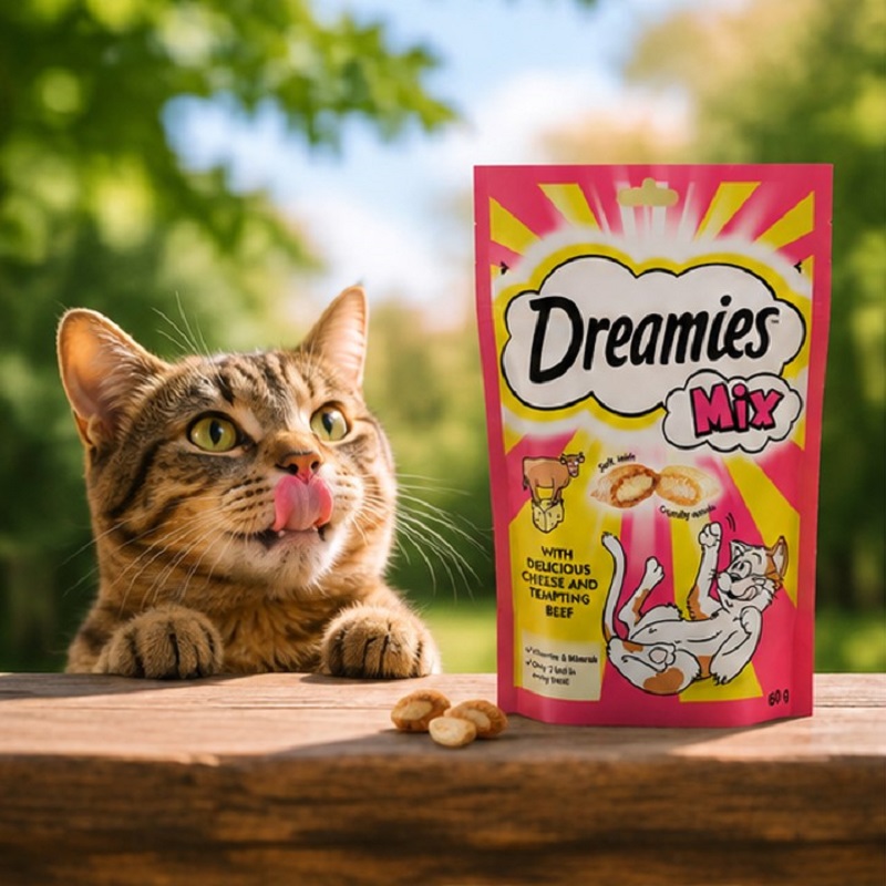 تشویقی دریمیز گربه با طعم گوشت و پنیر 60 گرم Dreamies Snack