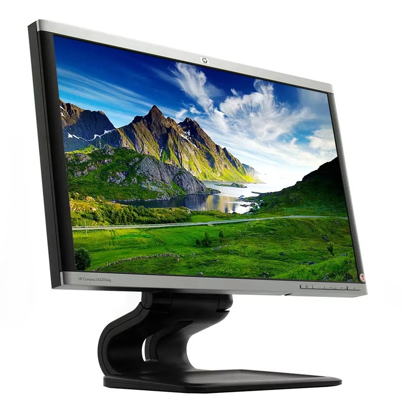 مانیتور 22 اینچی اچ پی مدل HP 22 LA2205wg، رزولوشن Full HD و نور پس‌زمینه LCD، دارای یک عدد VGA، یک عدد USB، یک عدد DVI با نسبت تصویر 16:10