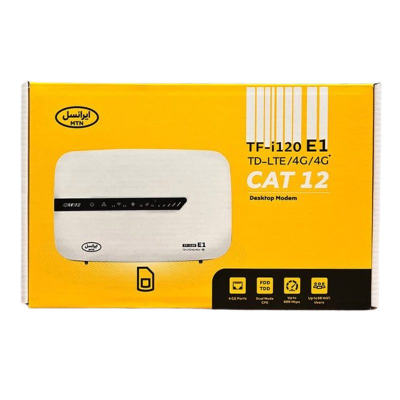 مودم 4G/TD-LTE ایرانسل مدل TF-i120 E1 به همراه سیم کارت تک نت 300 گیگ یک ساله
