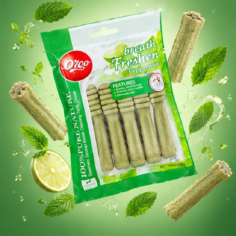 تشویقی دنتال سگ مدل مسواکی طعم نعنا فلفلی 90 گرم Dental Snack